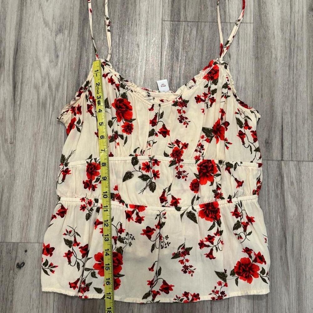 Old navy red cream floral top